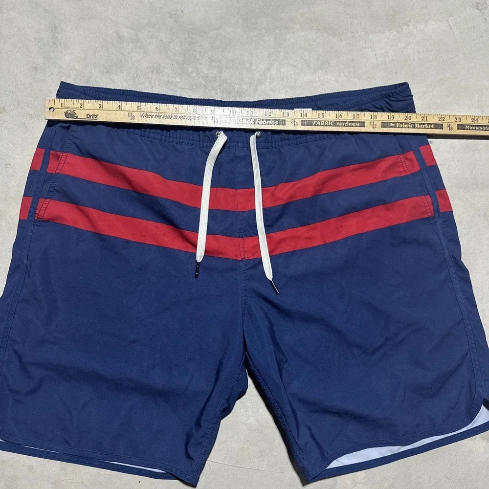 Fair Harbor The One Shorts Men's XL Red Blue Lined Drawstring Swim Trunks MARKS